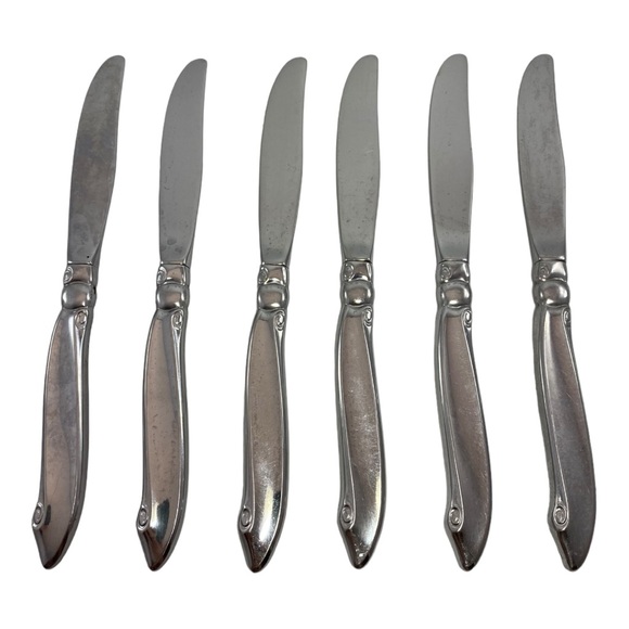 ONEIDA WM A ROGERS ONEIDACRAFT PREMIER SHORELINE STAINLESS FLATWARE 6 Knives - Picture 2 of 2